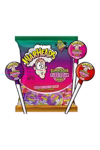 22 Sucettes bubblegum ultra-acidulées Warheads - Raisin, pastèque, cerise - 105 g