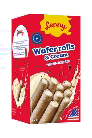 6 paquets de gaufrettes roulées cacao vanille lenny - 160 g