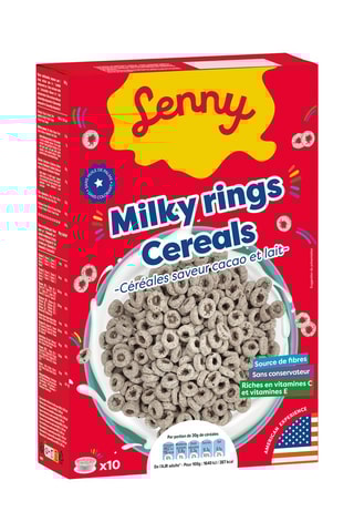 6 Céréales milky rings lenny - Cacao et lait - 375 g