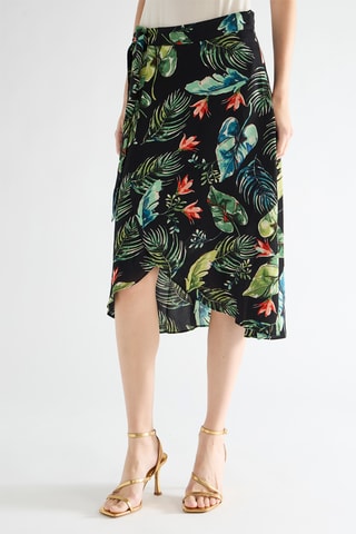 Jupe portefeuille midi - Noir