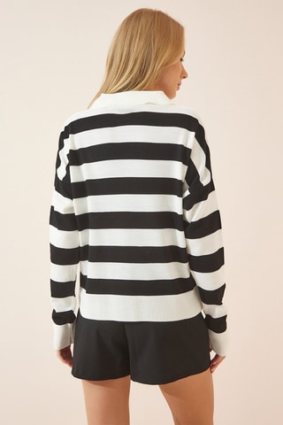 Pull regular - Ecru et noir