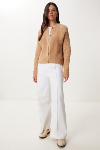 Casaco regular em lã - Bege