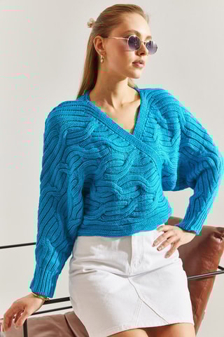 Casaco de malha - Turquesa