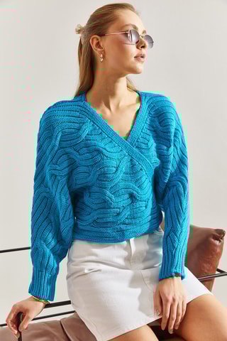 Casaco de malha - Turquesa