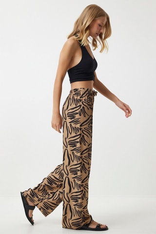 Calças palazzo - Bege-escuro