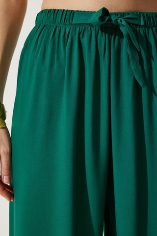 Calças palazzo de cintura alta - Verde-escuro