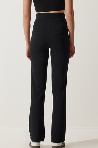 Calças de cintura subida - Preto