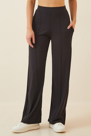 Calças de cintura subida - Preto