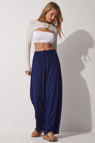 Calças palazzo - Azul marinho