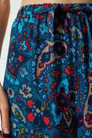 Calças wide legs cintura alta - Azul cobalto