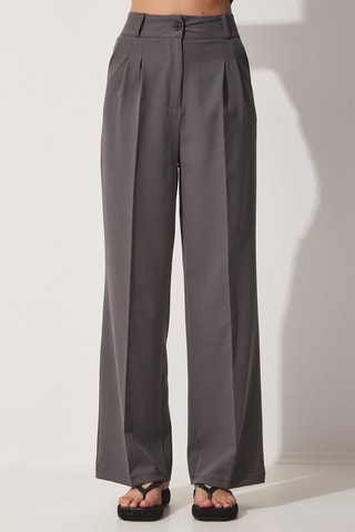 Calças wide legs - Cinzento