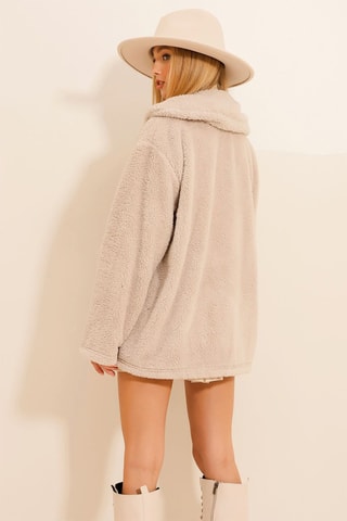 Casaco oversize de lã - Bege