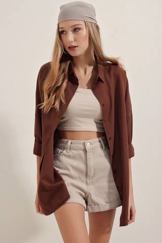 Chemisier oversize - Marron