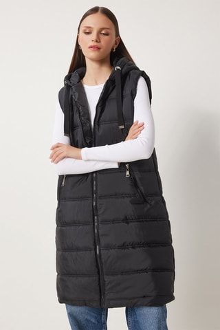 Colete acolchoado de mangas compridas - Preto
