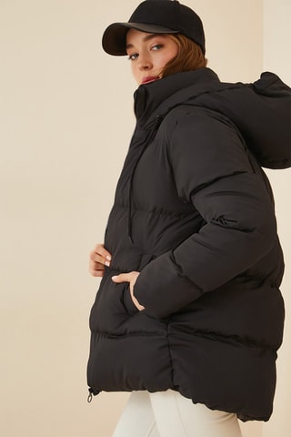 Blusão oversize com capuz - Preto