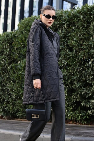 Blusão regular com capuz - Preto