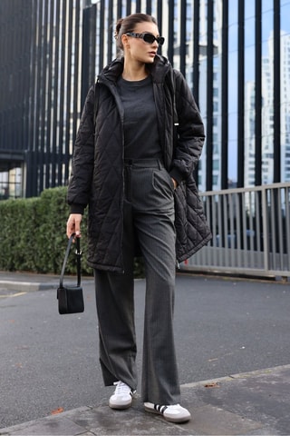 Blusão regular com capuz - Preto