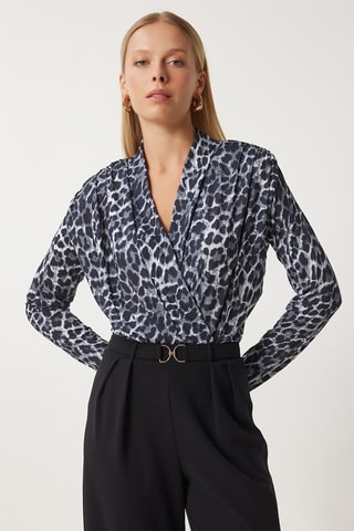 Blouse regular - Gris et noir
