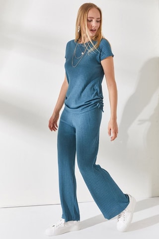 T-shirt et pantalon palazzo - Bleu pétrole