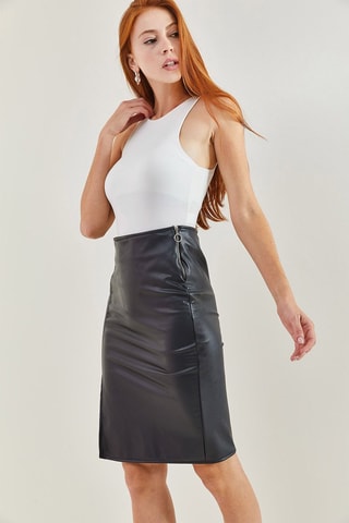 Saia justa de cintura subida - Preto