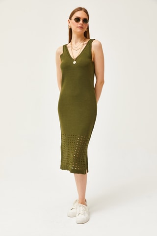 Robe fourreau et pull court - Kaki