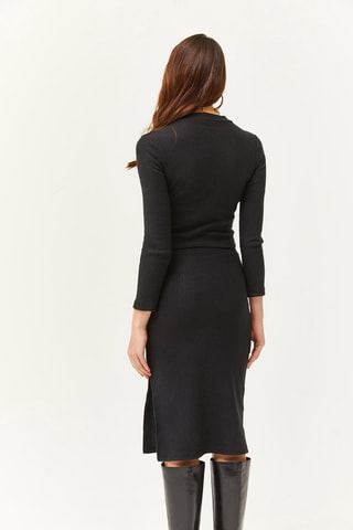 Crop top et jupe fourreau - Noir