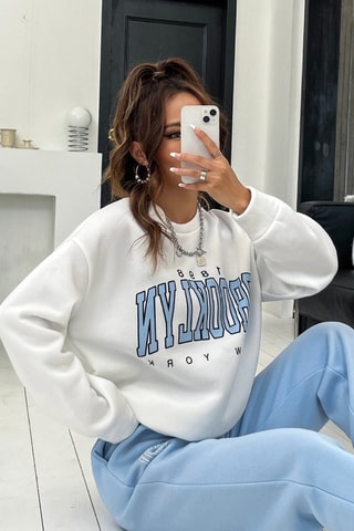 Sweat et pantalon oversize - Ciel et blanc