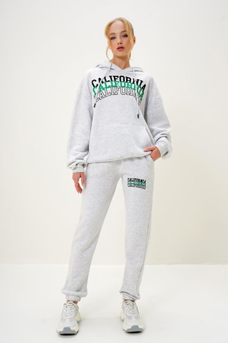 Sweat à capuche et pantalon regular - Gris chiné