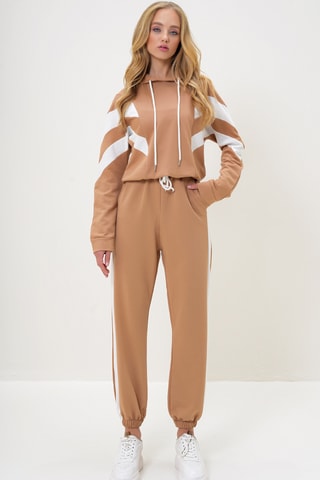 Sweat à capuche et pantalon regular - Marron clair