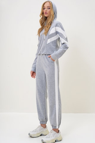 Sweat à capuche et pantalon regular - Gris chiné