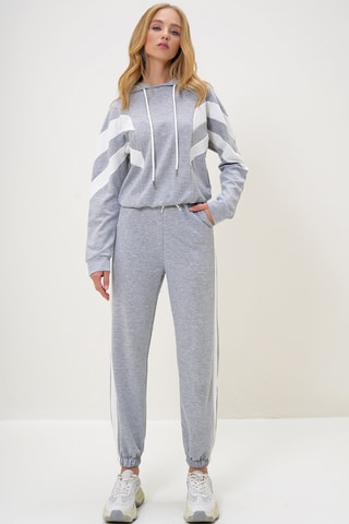 Sweat à capuche et pantalon regular - Gris chiné