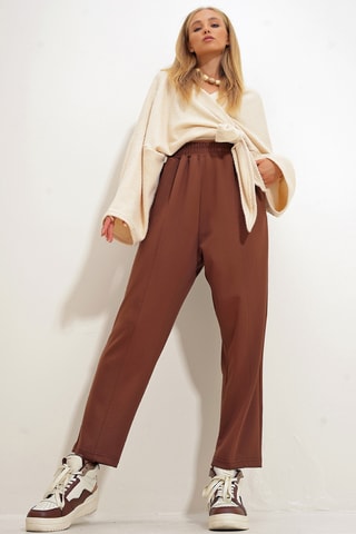 Calças - Castanho-escuro