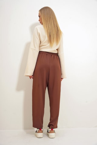 Calças - Castanho-escuro