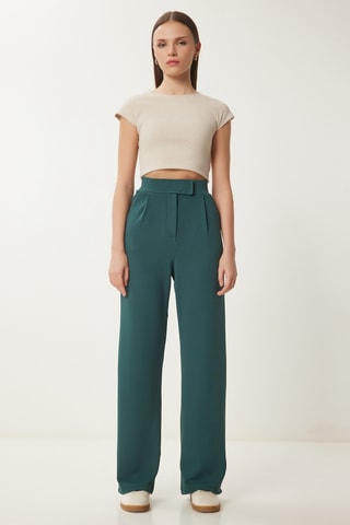 Calças regular - Verde-esmeralda