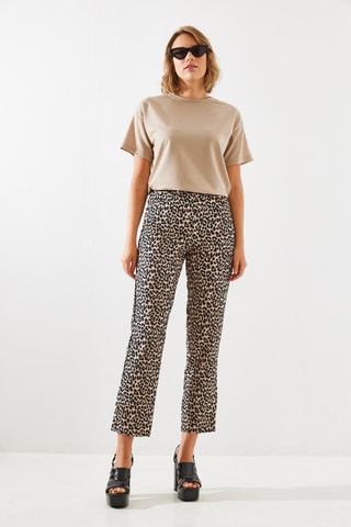 Calças regular - Bege e antracite