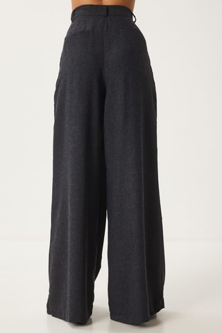 Calças palazzo de cintura alta - Antracite