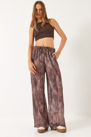 Calças wide legs - Castanho