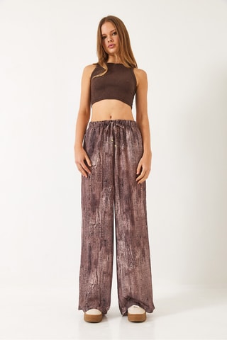 Calças wide legs - Castanho
