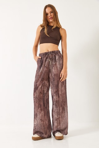 Calças wide legs - Castanho