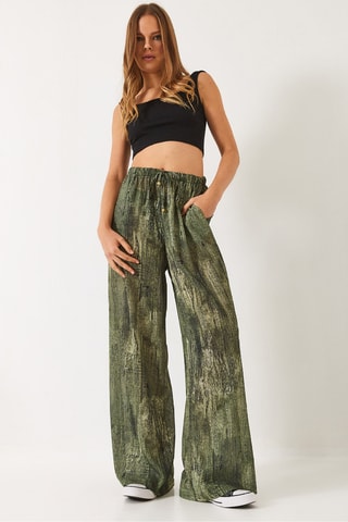 Calças wide legs - Verde-escuro