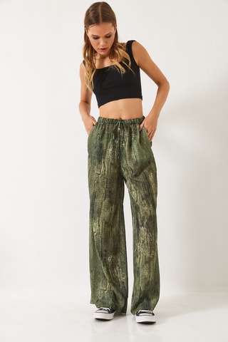 Calças wide legs - Verde-escuro