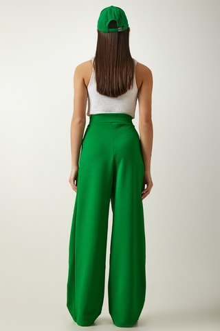 Calças straight de cintura alta - Verde 