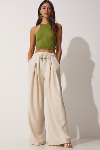 Calças palazzo - Cru