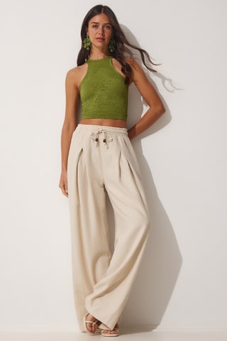 Calças palazzo - Cru