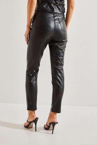 Calças slim de cintura alta - Preto