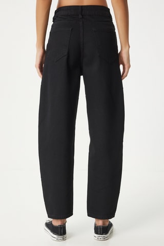 Calças de ganga boyfriend de cintura alta - Preto