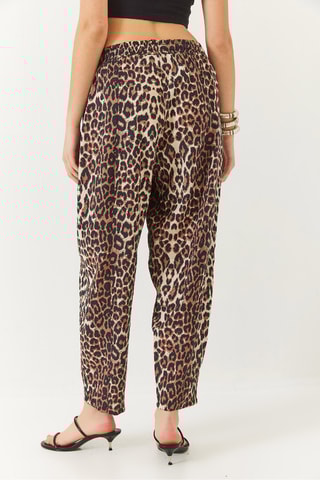 Calças loose - Castanho e bege