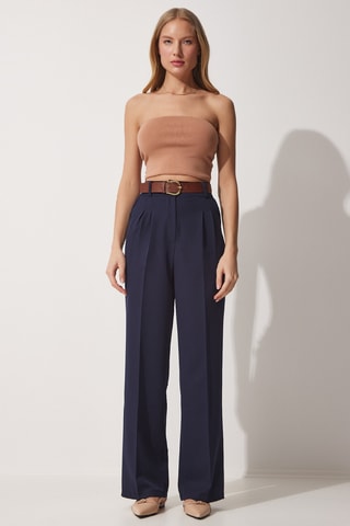 Calças regular - Azul-marinho