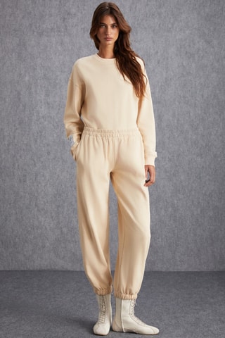 Calças regular em algodão biológico - Cru