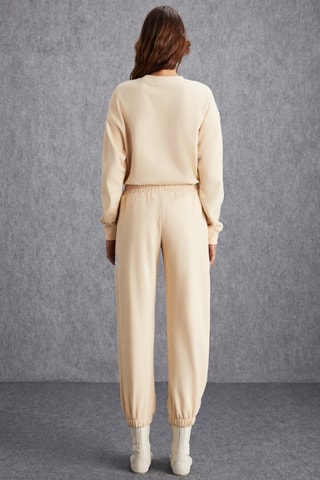 Calças regular em algodão biológico - Cru